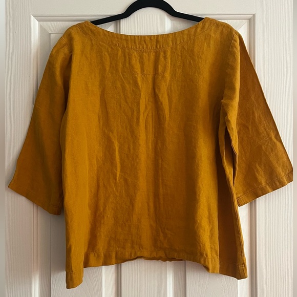 Not Perfect Linen / Mustard Golden Yellow Top - Picture 3 of 7